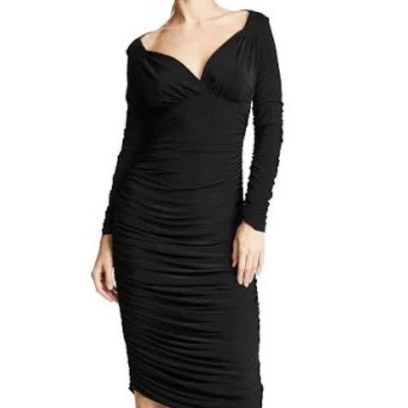 Norma Kamali Women's Tara Long-Sleeve Black Dress.SZ S